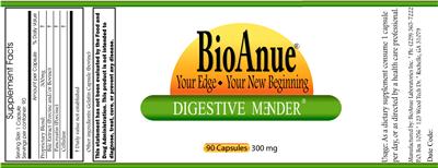 Photo of the BioAnue Digestive Mender label