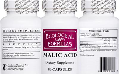 Photo of the Ecological Formulas Malic Acid label