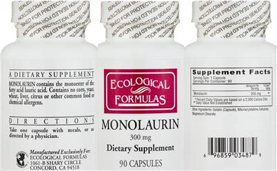 Photo of the Ecological Formulas Monolaurin 300 mg label