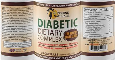 Photo of the Sunshine Naturals Diabetic Dietary Complex label