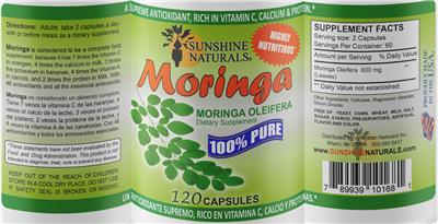 Photo of the Sunshine Naturals Moringa label