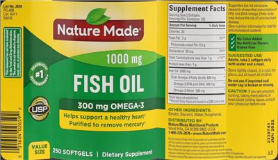 Photo of the Nature Made Fish Oil 1000 mg label