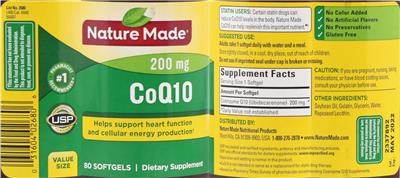 Photo of the Nature Made CoQ10 200 mg label