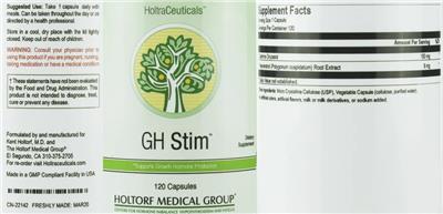 Photo of the HoltraCeuticals GH Stim label