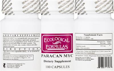 Photo of the Ecological Formulas Paracan MYC label