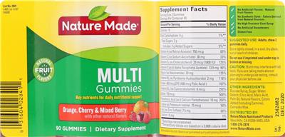 Photo of the Nature Made Multi Gummies label