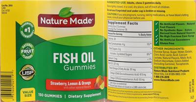 Photo of the Nature Made Fish Oil Gummies label