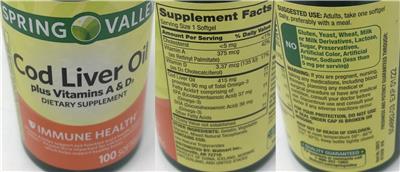 Product label for Cod Liver Oil Plus Vitamins A & D3