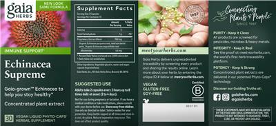 Photo of the Gaia Herbs Echinacea Supreme label