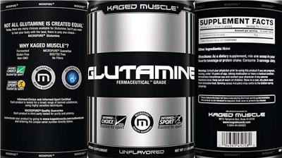 Photo of the Kaged Muscle Glutamine Unflavored label