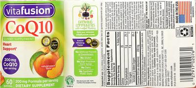Photo of the vitafusion CoQ10 200 mg Natural Peach Flavor label