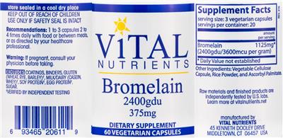 Photo of the Vital Nutrients Bromelain 375 mg label