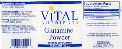 Photo of the Vital Nutrients Glutamine Powder label