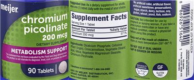 Photo of the Meijer Chromium Picolinate 200 mcg label