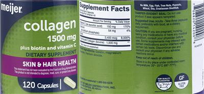 Photo of the Meijer Collagen 1500 mg label