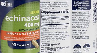 Photo of the Meijer Echinacea 400 mg label