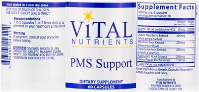 Photo of the Vital Nutrients PMS Support label
