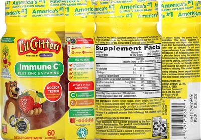 Photo of the L'il Critters Immune C Plus Zinc & Vitamin D label