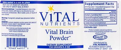 Photo of the Vital Nutrients Vital Brain Powder label
