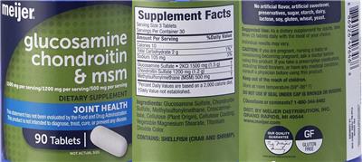 Photo of the Meijer Glucosamine Chondroitin & MSM label