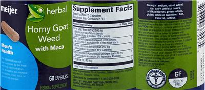Photo of the Meijer Herbal Horny Goat Weed with Maca label