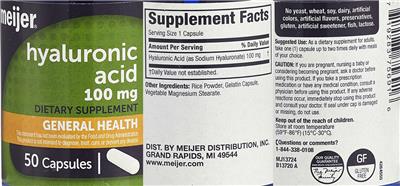Photo of the Meijer Hyaluronic Acid 100 mg label