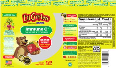 Photo of the L'il Critters Immune C plus Zinc & Vitamin D label