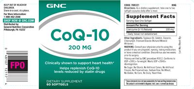 Photo of the GNC CoQ-10 200 mg label