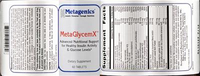 Photo of the Metagenics MetaGlycemX label