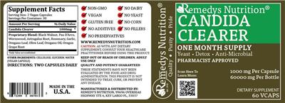 Photo of the Remedys Nutrition Candida Clearer label