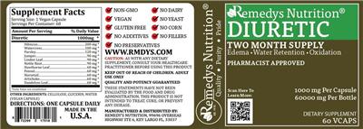 Photo of the Remedys Nutrition Diuretic label