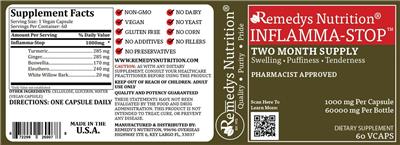 Photo of the Remedys Nutrition Inflamma-Stop label