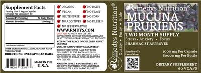 Photo of the Remedys Nutrition Mucuna Pruriens 1000 mg label