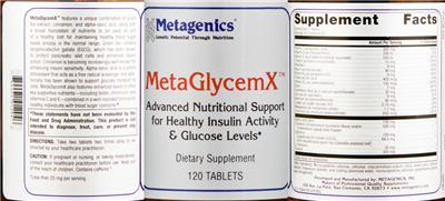Photo of the Metagenics MetaGlycemX label