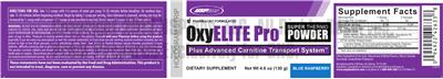 Photo of the USPlabs OxyElite Pro Super Thermo Powder Blue Raspberry label