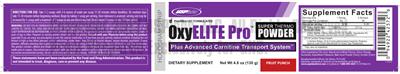 Photo of the USPlabs OxyElite Pro Super Thermo Powder Fruit Punch label