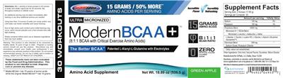 Photo of the USPlabs Modern BCAA+ Green Apple label