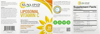 Photo of the SunLipid Liposomal Vitamin C 1000 mg label