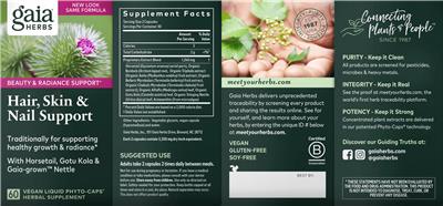 Photo of the Gaia Herbs Hair, Skin & Nail Support label