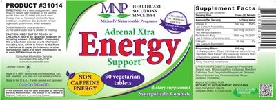 Photo of the MNP Michael's Naturopathic Programs Adrenal Xtra Energy Support label