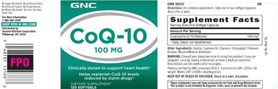 Photo of the GNC CoQ-10 100 mg label