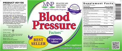 Photo of the MNP Michael's Naturopathic Programs Blood Pressure Factors label