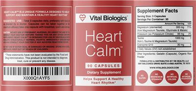 Photo of the Vital Biologics Heart Calm label