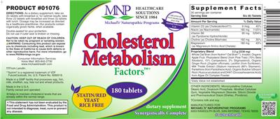 Photo of the MNP Michael's Naturopathic Programs Cholesterol Metabolism Factors label