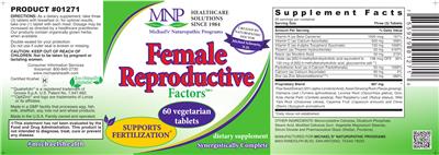 Photo of the MNP Michael's Naturopathic Programs Female Reproductive Factors label