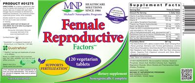 Photo of the MNP Michael's Naturopathic Programs Female Reproductive Factors label