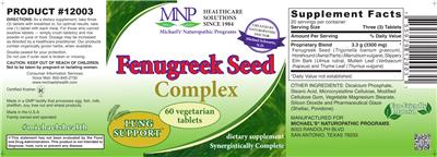 Photo of the MNP Michael's Naturopathic Programs Fenugreek Seed Complex label