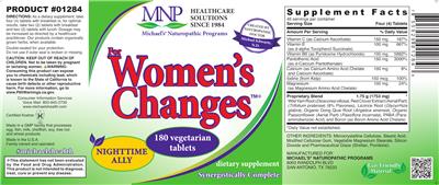 Photo of the MNP Michael's Naturopathic Programs For Women's Changes label