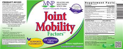 Photo of the MNP Michael's Naturopathic Programs Joint Mobility Factors label