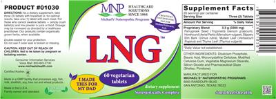 Photo of the MNP Michael's Naturopathic Programs LNG label
